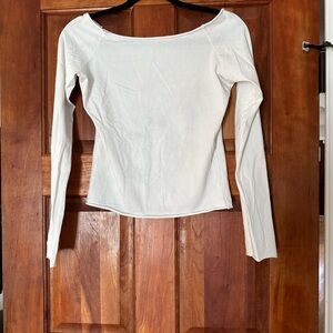 Brandy Melville Cream Fitted Long Sleeve Blouse